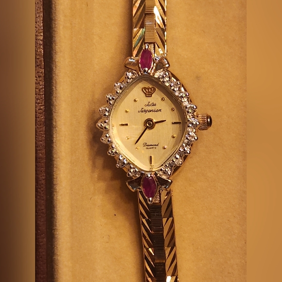 NWT RARE Jules Jurgensen Diamond Quartz Ladies Ruby & Diamond Watch - Picture 4 of 13